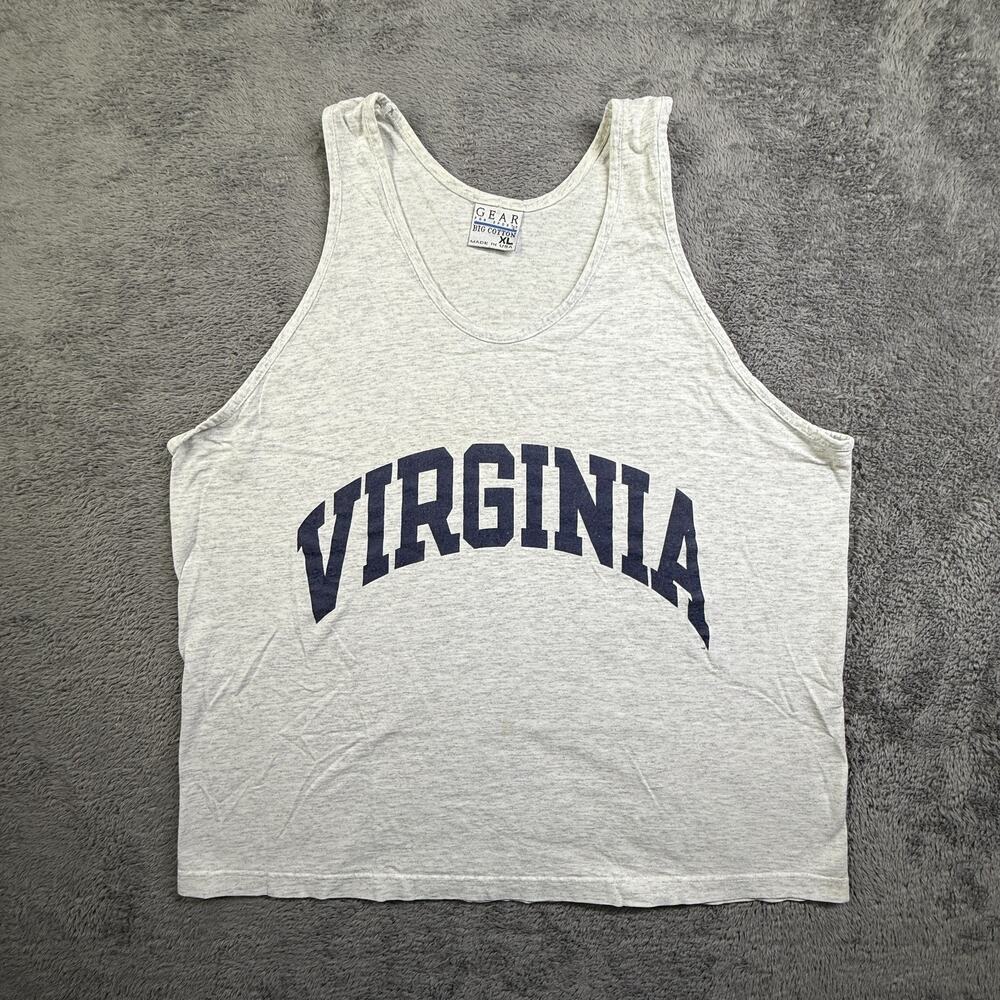 Vintage 90s Tank Shirt Sleeveless VIRGINIA Gear Big Cotton Gray Mens XL Gym Ball